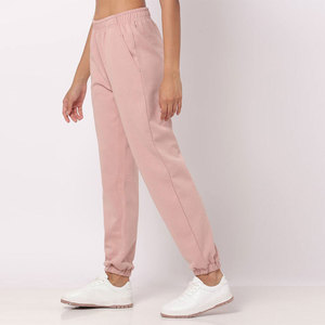 Pantalones Deportivos de Forro Polar Rosa para Mujer, Cintura Elástica, Casuales, Largos, de Color Sólido, para Invierno, de Poliéster/Algodón, con Cierre de Cremallera - Product Image 1