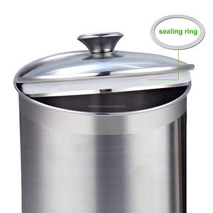 Caja de almacenamiento moderna de acero inoxidable y vidrio con acabado pulido brillante Almacenamiento organizador de forma redonda con tapa - Product Image 5
