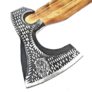 หัวเหล็กกล้าคาร์บอนสูงคุณภาพสูงพร้อมด้ามไม้กุหลาบและแผ่นหนังและปลอกจับ - Product Image 2