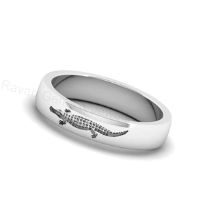 Bague unisexe tendance minimaliste en argent 925 plaqué or et rhodium, motif crocodile/alligator, gravée sur mesure, best-seller - Product Image 2