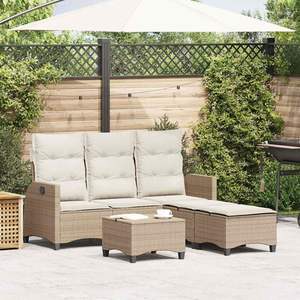Grand ensemble de canapés de jardin en rotin PE beige avec structure en acier thermolaqué – Mobilier d'extérieur haut de gamme - Product Image 1