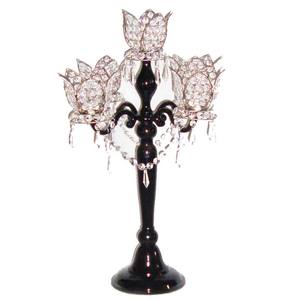 Candelabro de suelo de cristal de 5 brazos, votivo de loto para decoración de boda, diseño único, centro de mesa de comedor, candelabro hecho a mano - Product Image 1