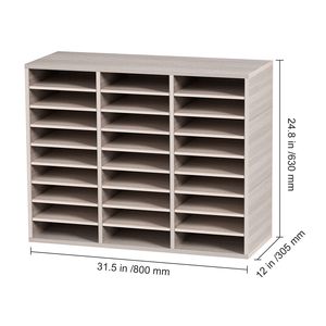 Organizzatore per Ufficio con 27 Scomparti Regolabili in Fibra di Media Densità, Contenitore in Legno per Casa, Scuola e Ufficio - Product Image 6