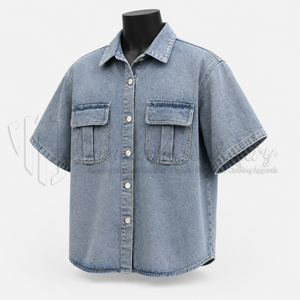 Camisa de Mezclilla de Manga Corta para Hombre de Primera Calidad, Suministro al por Mayor, Precio de Fábrica - Product Image 3