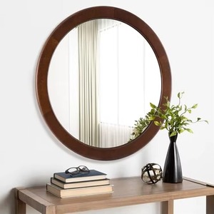 <b>Round</b> Rustic <b>Wall</b> <b>Mirror</b> with Walnut Frame Handmade Wedding Decor for Bathroom Bedroom Living Room Entryway REHMAN CRAFT - Product Image 2