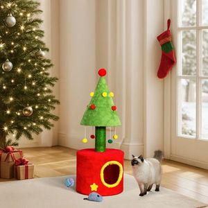 Cute 30in <b>Cat</b> <b>Scratching</b> <b>Post</b> with Hanging Red Balls Includes <b>Cat</b> House for Indoor Kitten Small <b>Cat</b> <b>Tree</b> Tower Sisal <b>Post</b> - Product Image 6