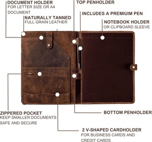 Leather Business Document Organizer Portfolio <b>Folder</b> Resume Case <b>Card</b> Holder Writing Pad Folio for Professionals Office &College - Product Image 4