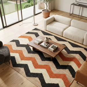 Alfombra de Yute Natural con Patrón Chevron Hecha a Mano, Alfombra Decorativa Geométrica Moderna, Ecológica y de Primera Calidad, Cómoda - Product Image 1