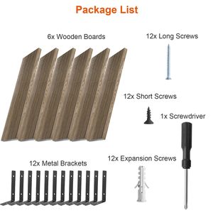 6 Set di Mensole Galleggianti in Legno da 15,55x5,19 Pollici, Montaggio a Parete con Staffa Metallica, Scaffale Espositivo Galleggiante, Organizzatore da Parete - Product Image 5