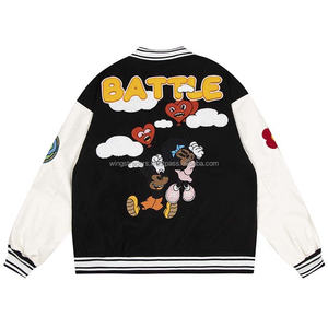 2025 mejor diseño de tendencia Venta caliente de alta calidad de impresión de logotipo personalizado hombres mangas de cuero Stand Collar hombres Varsity chaqueta - Product Image 2