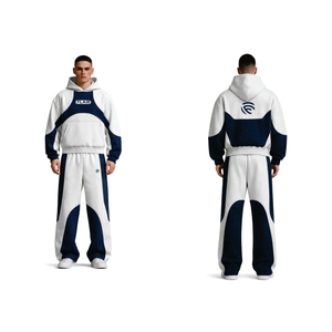 Ensemble de survêtement oversize bicolore pour homme – Sweat à capuche et pantalon de jogging coupe décontractée – Style streetwear - Product Image 5