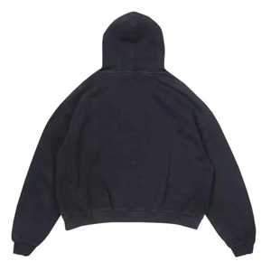 Sudadera con capucha vintage personalizada al por mayor, estilo desgastado, corta, oversize, con bordado, de tejido grueso y lavado ácido para hombre - Product Image 2