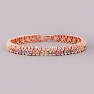 Bracelet tennis classique en argent sterling 925 plaqué or rose KIVORA avec moissanite pour femme, idéal pour les fêtes et les mariages - Product Image 3