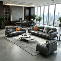 Set Sofa Kantor Kulit Asli Dua Dudukan, Furnitur Ruang Tunggu Komersial, Dapat Disesuaikan, Produsen OEM, Grosir