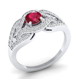 REYES Wholesale Price 14K Solid Gold GRA Certified Moissanite Engagement Ring Exclusive Round Cut 0.5 Carat Ruby Gemstone Ring - Product Image 2