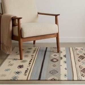Tapis rectangulaire à motif géométrique gris et blanc, tissage plat, kilim, avec dos antidérapant en caoutchouc, idéal pour salon et usage intérieur – Meilleur prix - Product Image 3