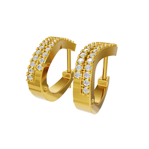 Aarinya Cascade Twist, Pendientes de Aro Clásicos Chapados en Oro de 18K con Diamantes Cultivados en Laboratorio, Certificados por IGI, Aros Huggie de Doble Fila con Pavé - Product Image 5