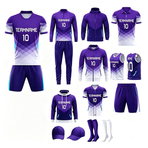 Ensemble de vêtements de sport personnalisés pour équipe : maillot de football, short, sweat à capuche, survêtement, veste d'entraînement, débardeur, casquette et chaussettes - Product Image 1