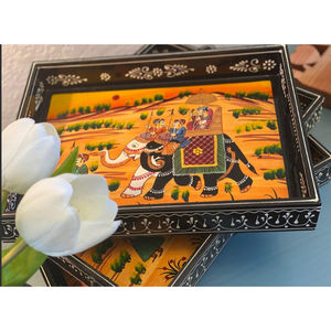 Bandeja de Elefante Art Deco Hecha a Mano en India, Estilo Rajastán Imperial, para Bodas y Diwali - Product Image 2