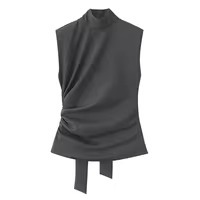 Nouveautés Automne – Débardeurs Élégants et Décontractés pour Femmes, Coupe Ajustée, Sans Manches, avec Épaulettes et Fronces Tissées - Product Image 3