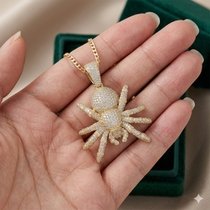 Colgante de araña tarántula con diamantes cultivados en laboratorio, estilo hip hop, para hombre, de plata 925 chapada en oro, collar personalizado, amuleto para fiesta - Product Image 2