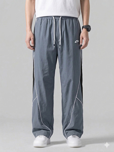 Pantalon de survêtement pour homme 100 % nylon, grande taille, avec cordon de serrage, coupe ample, respirant, empiècements latéraux, style streetwear, impression personnalisée OEM - Product Image 3