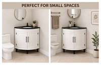 Meuble de salle de bain d'angle sur mesure, gain de place, blanc, OEM, adapté à votre projet, meuble de salle de bain en bois