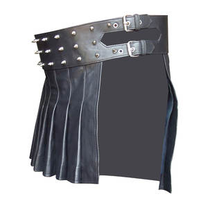 2026 <b>Leather</b> Kilts for Men Handmade Real <b>Leather</b> Utility Skirt Gothic Style Kilt - Product Image 2