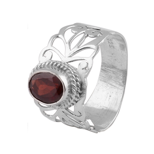 Gypsy Bohemian Energy Healing Reiki 925 Sterling Silver Garnet <b>Crystal</b> <b>Ring</b> Trendy Handmade Natural Gemstone Vitality Power Glow - Product Image 2