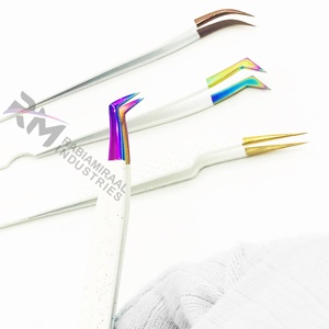Pinces à cils en acier inoxydable avec revêtement en poudre blanche RMI, pointes colorées au plasma, outils de précision pour extensions de cils - Product Image 5