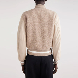 Veste universitaire pour femme, beige, manches longues, logo G brodé, boutons sur le devant, longueur normale, 100% laine, chauffante, écologique, respirante - Product Image 6
