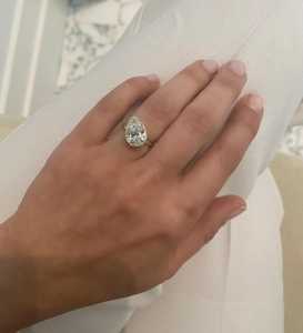 East West Pear Lab Grown Diamond <b>Ring</b> 14k 18k <b>Gold</b> Bezel <b>Set</b> Solitaire Engagement <b>Ring</b> IGI Certified Fine Jewelry Wholesale - Product Image 2