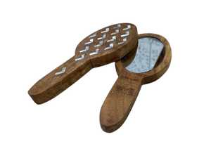 Wooden Hand <b>Mirror</b> Irregular Decorative Vanity <b>Mirror</b> Carved Handle Decor Piece for Gift and Home Use - Product Image 1