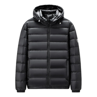 Veste matelassée à capuche pour homme, manteau d'hiver bleu marine uni, coupe-vent, fermeture éclair, vêtement d'extérieur épais et chaud