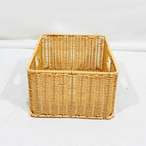 Panier de rangement en rotin tissé à la main, organisateur rectangulaire avec poignées intégrées - Product Image 3