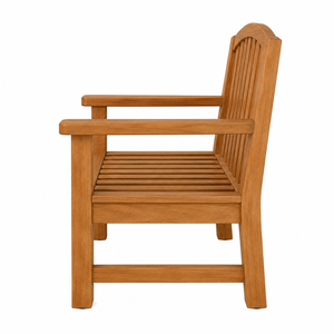 Chaise de jardin en teck massif avec dossier à lattes verticales, accoudoirs larges, design contemporain, durable, écologique, imperméable, pour parc - Product Image 3