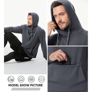 Sudadera deportiva atlética para hombre 2025, jersey con cordón de ajuste muscular sólido con cremallera, bolsillos Kanga, tallas XXS a XL - Product Image 4