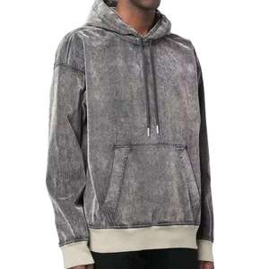 Sudadera con Capucha de Invierno Unisex con Lavado Ácido y Efecto Desgastado, Estilo Vintage, con Pedrería, Oversize, Streetwear, 100% Algodón Felpa - Product Image 2