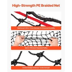 Filet à balles de foin renforcé à nœuds, 4,92 x 4,92 x 4,92 pieds, pour chevaux, mailles de 1,75 pouce, en PE, avec fermeture éclair - Product Image 3