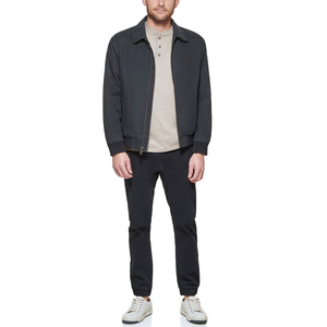 Chaqueta Bomber de Poliéster Gris Oscuro para Hombre con Cierre de Cremallera, Cuello Camisero, Estilo Casual, Ropa de Otoño - Product Image 1