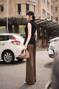 Pantalones de Traje Elegantes para Mujer, Color Marrón, Cintura Alta, Corte Acampanado, Pierna Ancha, Estilo Formal para Oficina, ALVA - Product Image 4