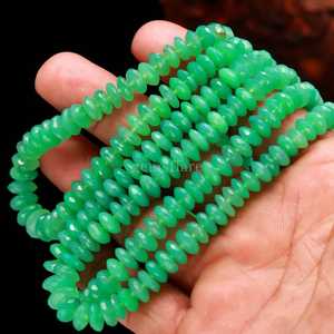 ลูกปัด chrysoprase แบบตัดสไตล์เยอรมันขนาด7-8มม. ลูกปัดหินคริสโซเพรสแบบเหลี่ยมเพชรพลอยแท้ลูกปัดคริโซเพรสขนาดใหญ่ - Product Image 1