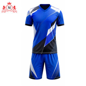Conjunto de camiseta y pantalones cortos de fútbol para hombre, azul, sublimado, transpirable, de poliéster, uniforme de fútbol para adulto, detección de agujas - Product Image 4
