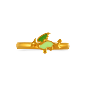 Mischievous Dragon Kid's Gold <b>Ring</b> 18K Gold Plated Green Enamel Leaf Open <b>Ring</b> for Kids Elegant Nature Inspired <b>Adjustable</b> <b>Ring</b> - Product Image 3