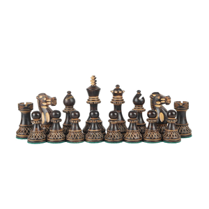 <b>Wooden</b> <b>Chess</b> Set Black Natural Wood Traditional Carved <b>Pieces</b> Decorative Pattern Base Full Size Tournament Handmade Telover - Product Image 2