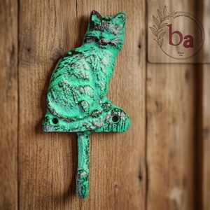 Crochet mural rustique vert vieilli en métal, motif animal, fait main, simple, pour manteau, chapeau, clés - Product Image 3