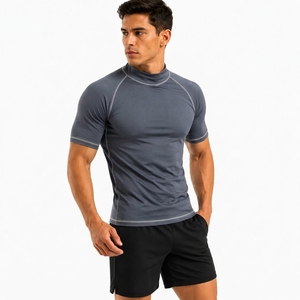 Men's Performance Compression Shirt Short Sleeve <b>Gym</b> Wear Shirt Casual Wear Rash Guard Compression Shirt - Product Image 1