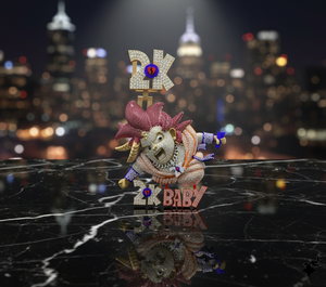 Colgante de Anime Personalizado Estilo Iced Out 2K Inspirado en Baby Goku, Hecho a Mano en Oro de 14K con Micro Pavé Completo de Diamantes Rosas y Blancos - Product Image 1