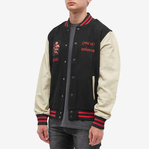Veste universitaire pour homme brodée sur mesure, style streetwear, veste bomber Letterman, patchwork vintage, corps en laine, manches en cuir - Product Image 2