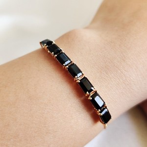 กำไลข้อมือแบล็คออนิกซ์ เงินแท้ 925 ชุบทอง 14K งานแฮนด์เมด เครื่องประดับอัญมณี ของขวัญสุดหรูสำหรับผู้หญิง - Product Image 4